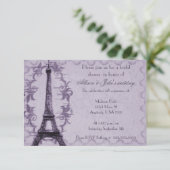 Lavender Paris Grunge Bridal Shower Invitation Kaart (Staand voorkant)