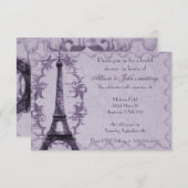 Lavender Paris Grunge Bridal Shower Invitation Kaart (Voorkant / Achterkant)