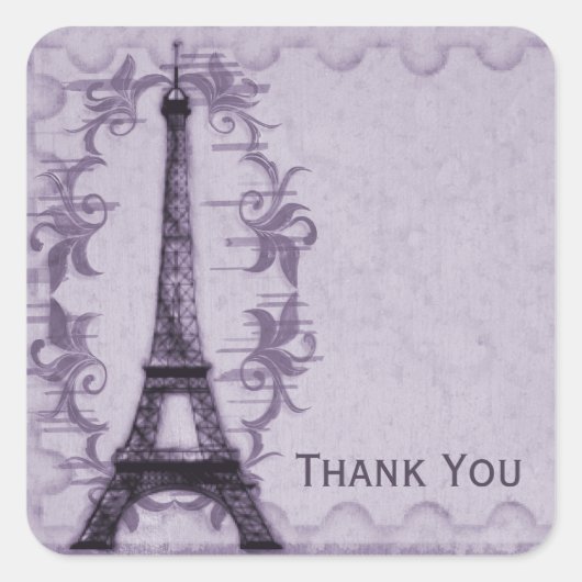 Lavender Paris Grunge Dank je Sticker (Voorkant)
