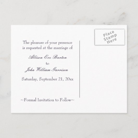 Lavender Paris Grunge Save the Date Briefkaart (Achterkant)