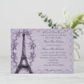 Lavender Paris Grunge Wedding Invitation Kaart (Staand voorkant)