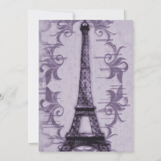 Lavender Paris Grunge Wedding Invitation Kaart (Achterkant)