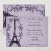 Lavender Paris Grunge Wedding Invitation Kaart (Voorkant / Achterkant)