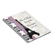 Lavender Parisian Eiffel Tower Weddenschap Notitieboek (Rechterzijde)