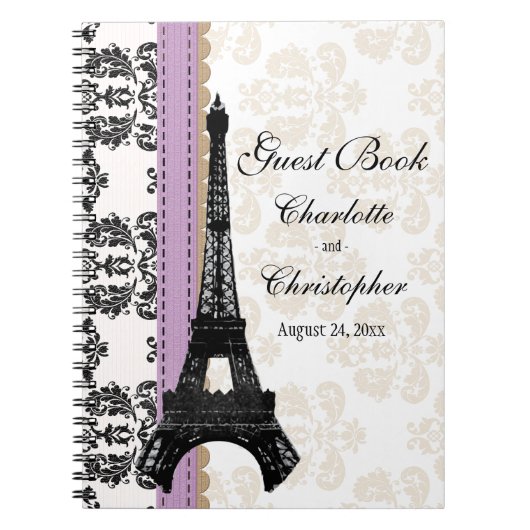 Lavender Parisian Eiffel Tower Weddenschap Notitieboek (Voorkant)