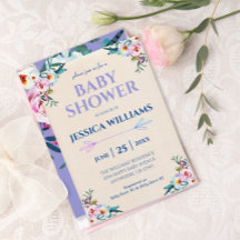  Lavender Pastel Boho Floral Baby shower