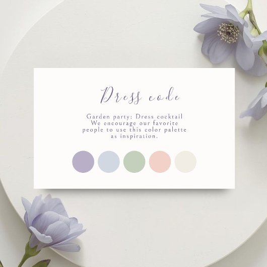 Lavender Pastel Floral Script Wedding Attire Informatiekaartje
