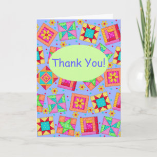 Lavender Patchwork Quilt Block Art Hartelijk dank Bedankkaart