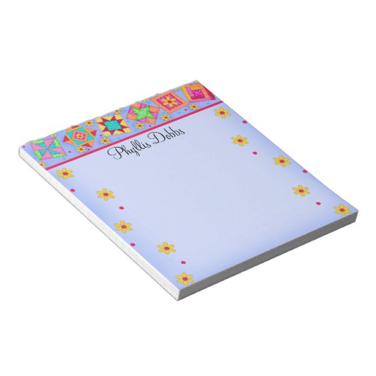 Lavender Patchwork Quilt Block Art Notitieblok (Schuin)