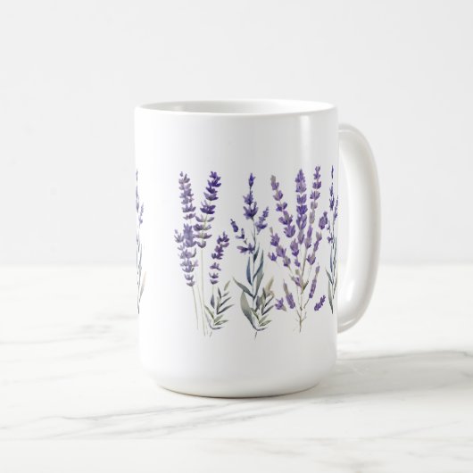 Lavender Pattern Pillar Candle Koffiemok (Voorkant rechts)