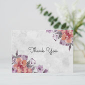 Lavender Peach Floral Waterverf Wedding Bedankkaart (Staand voorkant)