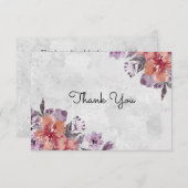 Lavender Peach Floral Waterverf Wedding Bedankkaart (Voorkant / Achterkant)