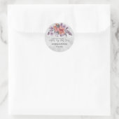 Lavender Peach Silver Floral Verse Wedding Ronde Sticker (Tas)