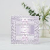  lavender Pearls Lace Bow Birthday Party Kaart (Staand voorkant)