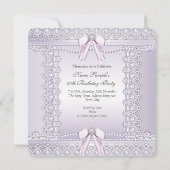  lavender Pearls Lace Bow Birthday Party Kaart (Achterkant)
