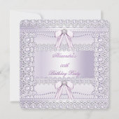  lavender Pearls Lace Bow Birthday Party Kaart (Voorkant)