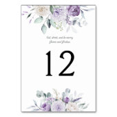 Lavender Peonies and Roses Wedding Table Number Kaart (Voorkant)