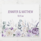 Lavender Peonies and White Roses Wedding Favor Sparkling Wijnetiket (Enkel label)
