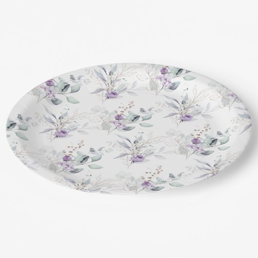 Lavender Peonies, Eucalptus Floral Wedding Papieren Bordje (Gekanteld)