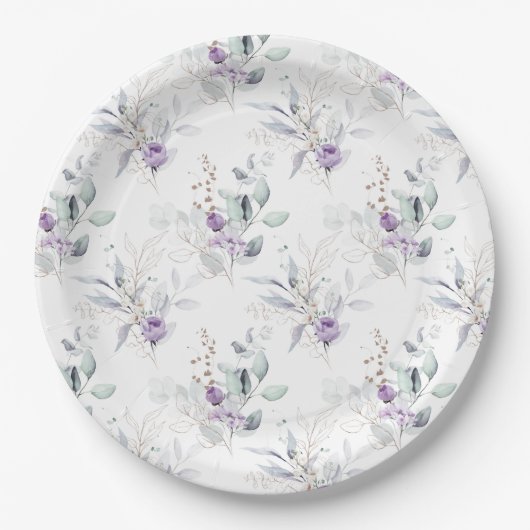 Lavender Peonies, Eucalptus Floral Wedding Papieren Bordje (Voorkant)