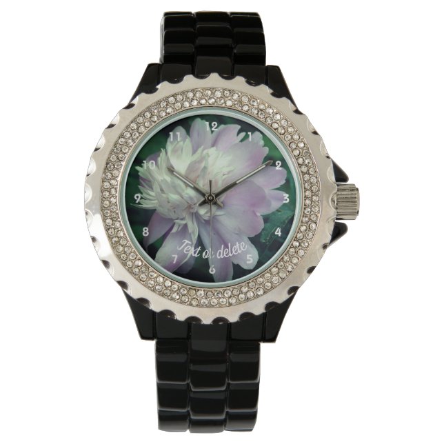 Lavender Peony Flower in Bloom Personalized Horloge (Voorkant)