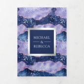 Lavender Periwinkle Agate Marble QR Code Wedding Drieluik Uitnodiging (Cover)