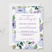 Lavender Periwinkle Floral Elegant Script Kaart (Voorkant)