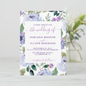 Lavender Periwinkle Floral Elegant Script Kaart (Staand voorkant)