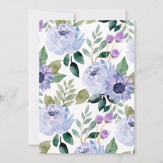 Lavender Periwinkle Floral Elegant Script Kaart (Achterkant)