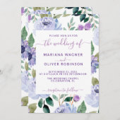 Lavender Periwinkle Floral Elegant Script Kaart (Voorkant / Achterkant)