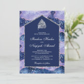 Lavender Periwinkle Marble Arch Muslim Wedding Kaart (Staand voorkant)