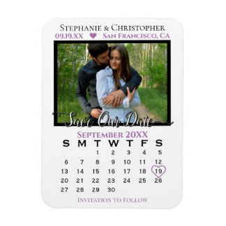 Lavender Photo Calendar Save Our Date Wedding Magneet