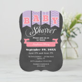 Lavender Pink Chalkboard Vlag Baby shower Uitnodig Kaart (Staand voorkant)