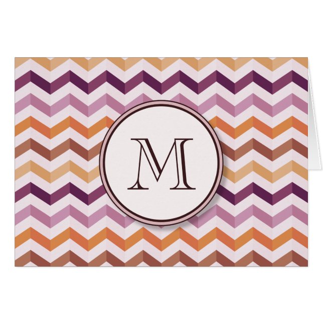 Lavender Pink Chevron Stripes w/ Round Monogram (Voorkant Horizontaal)