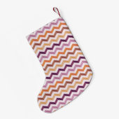 Lavender Pink Chevron Stripes w/ Round Monogram Kleine Kerstsok (Achterkant (Hangend))