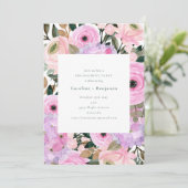 Lavender Pink Floral Watercolor Engagement Party Kaart (Staand voorkant)