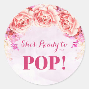 Lavender Pink Flower Ready to Pop Favor Tag Ronde Sticker
