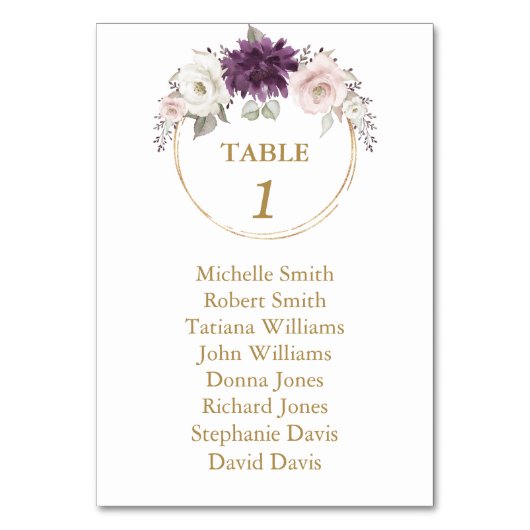 Lavender Pink Flowers Baptism Seating Chart Kaart (Achterkant)