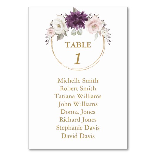 Lavender Pink Flowers Baptism Seating Chart Kaart (Voorkant)