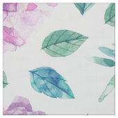 Lavender Pink Flowers & Green Leafs Pattern Stof (Swatch)