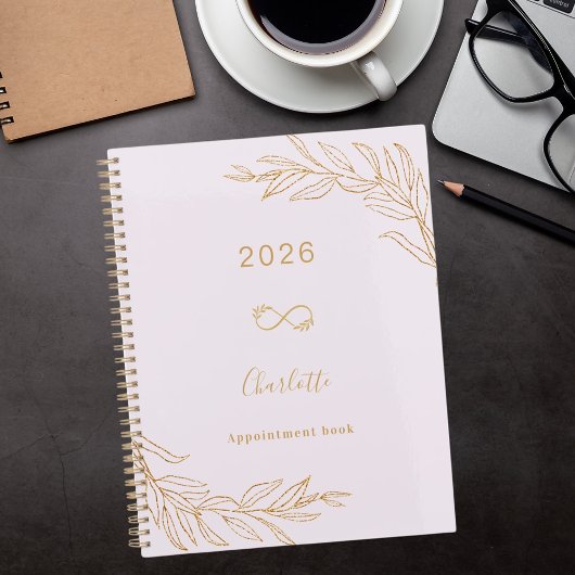 Lavender pink gold botanical foliage elegant planner