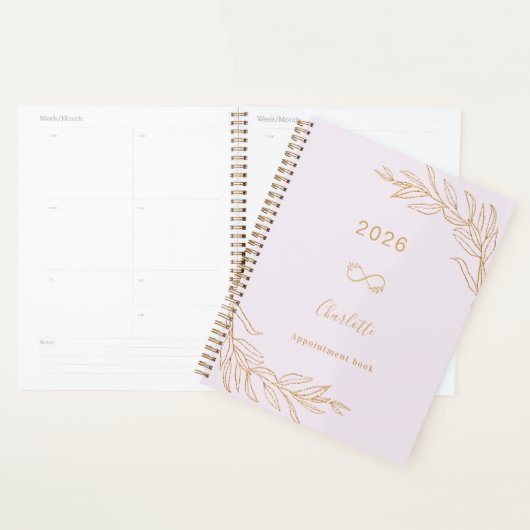 Lavender pink gold botanical foliage elegant planner (Display)