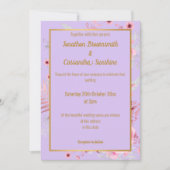 LAVENDER PINK GOLD FLORAL WEDDING GOLD INVITATION KAART (Voorkant)