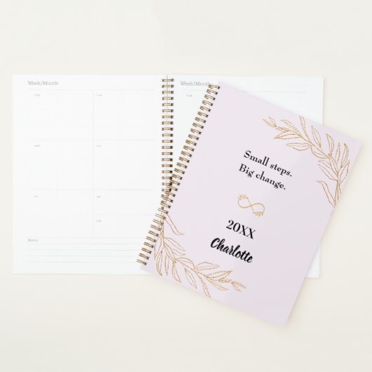 Lavender pink gold foliage motivational quote 2026 planner (Display)