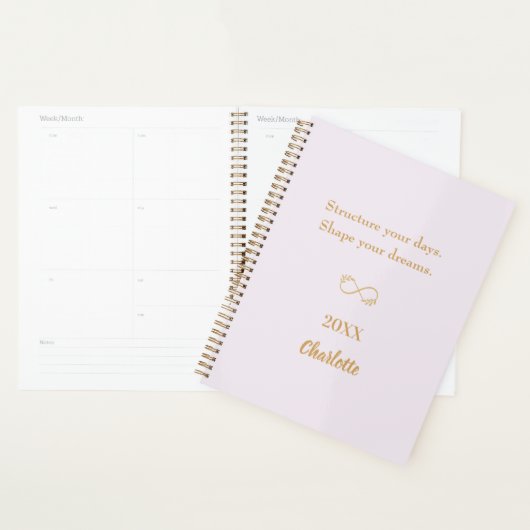 Lavender pink gold inspirational quote 2026 planner (Display)