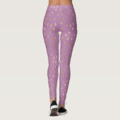 Lavender Pink Gold Raindrop Modern Trendy Yoga Leggings (Achterkant)