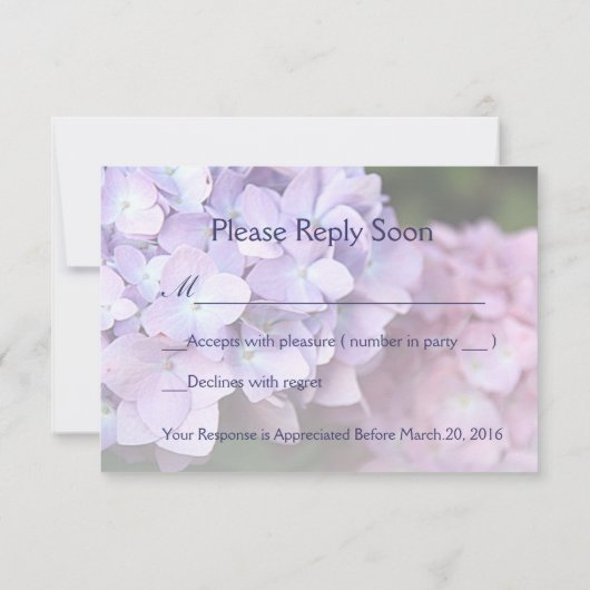 ©Lavender & Pink Hydrangeas Wedding RSVP (Achterkant)