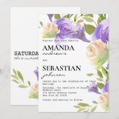 Lavender pink mint green floral botanical wedding kaart (Voorkant / Achterkant)