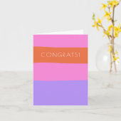 Lavender Pink Oranje Brede Stripes Gefeliciteerd Kaart (Gele Bloem)