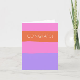 Lavender Pink Oranje Brede Stripes Gefeliciteerd Kaart